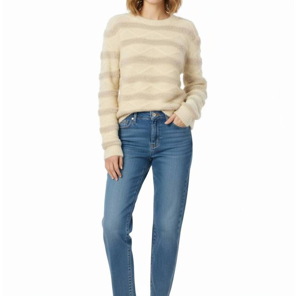 NEW FATE BY LFD cowl neck chevron knit sweater in beige